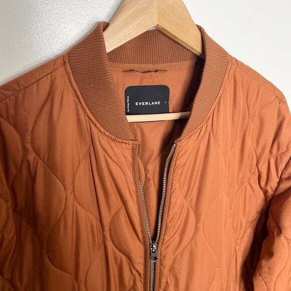 Everlane The Renew Long Lined Quilted Puffer Jacket Womens Large Rust Orange - Picture 6 of 15
